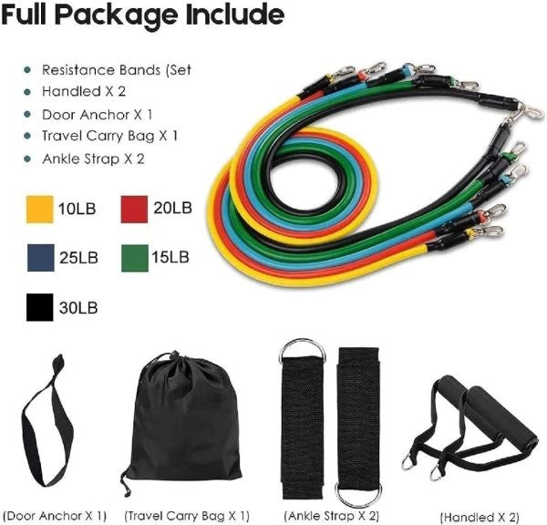 11 Piece Power Resistance Band Set - For Men And Women