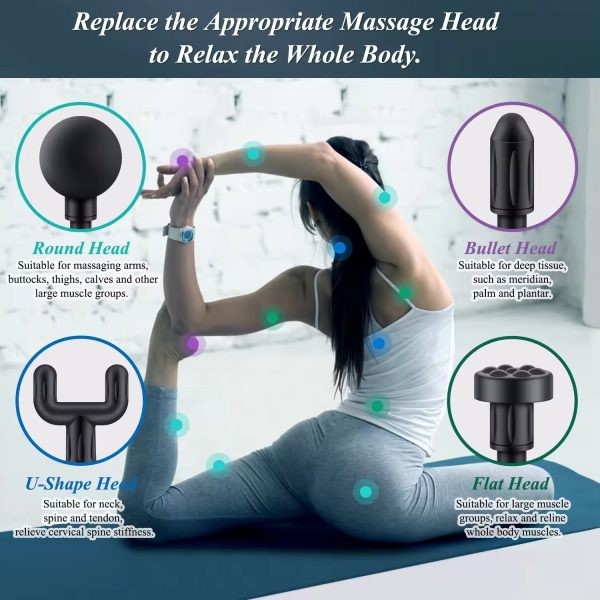 Blue Idea Massage Gun Deep Tissue With 4 Massage Heads For Muscle Pain Relief Relax Recovery