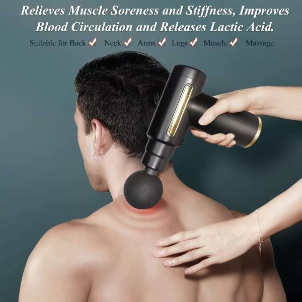 Blue Idea Massage Gun Deep Tissue With 4 Massage Heads For Muscle Pain Relief Relax Recovery